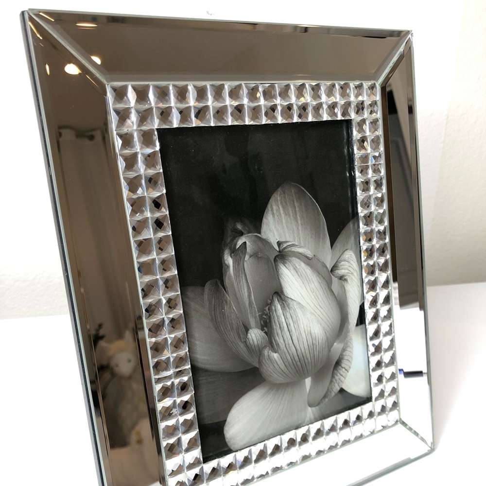 Mirrored Picture Frame with Jeweled Trim